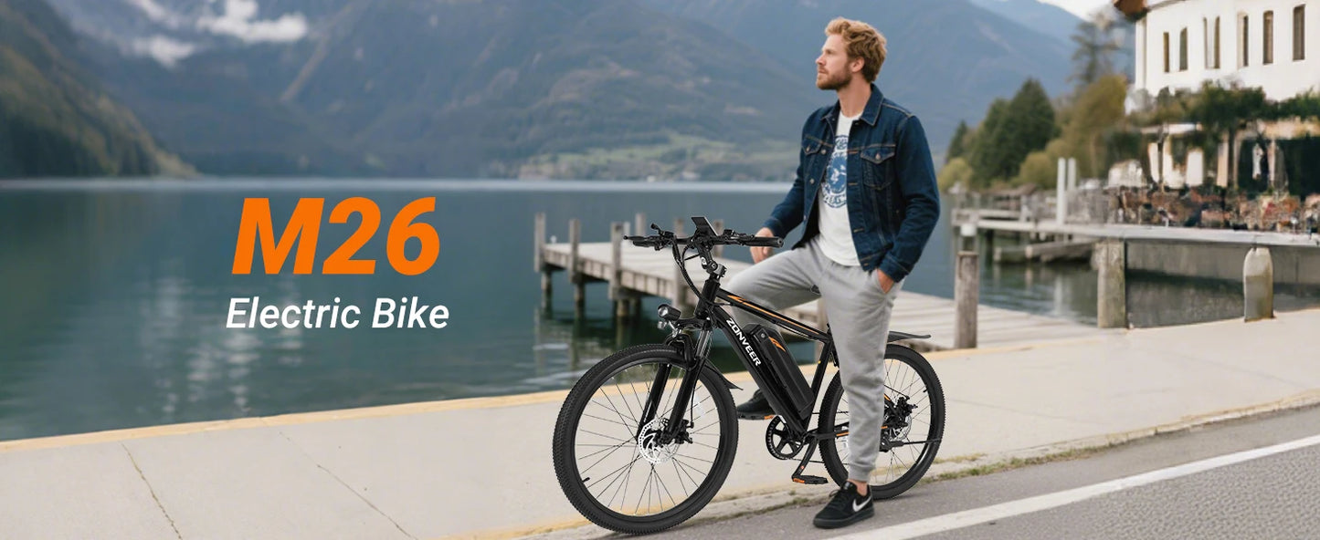 M26 Electric Bike with 1000W Peak Motor and 50-Mile Range
