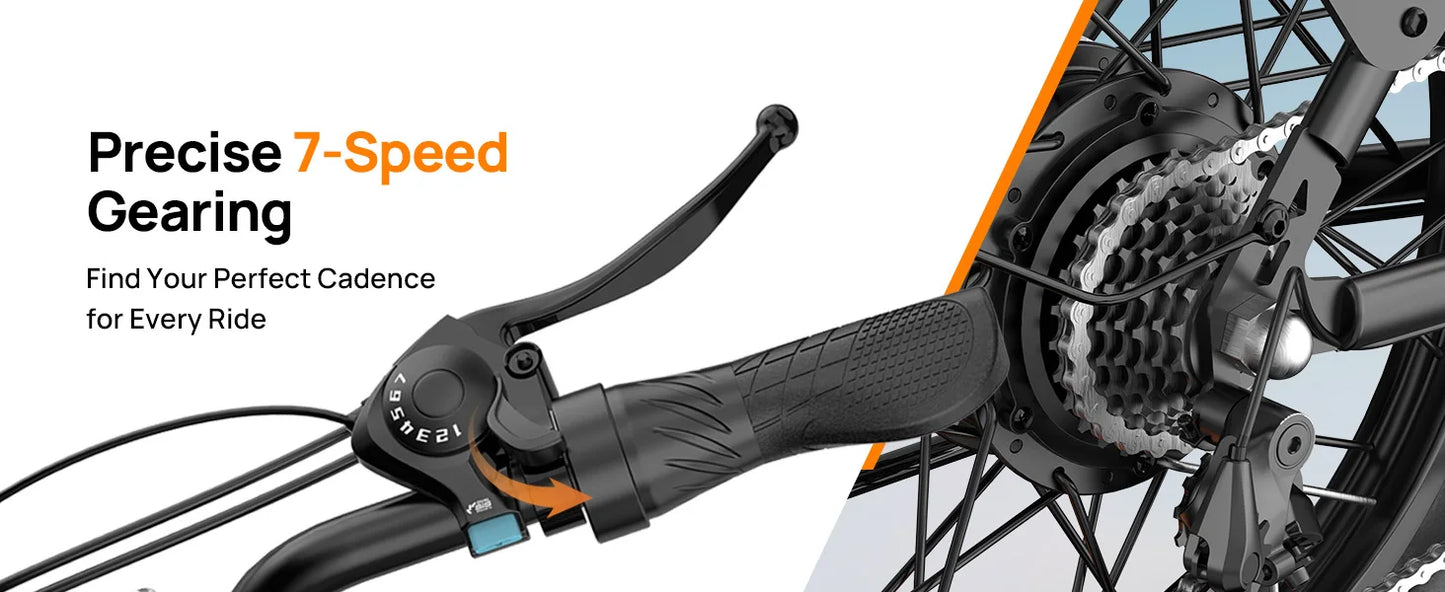 URLIFE E20 1000W Electric Bike with 80-Mile Range and 28MPH Top Speed