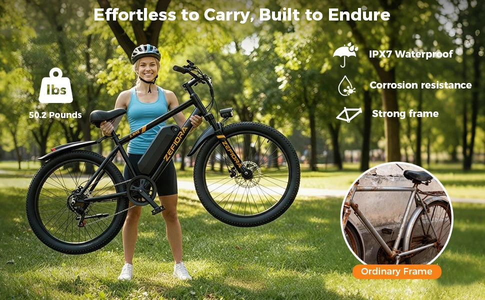 Zefiora M10 Electric Mountain Bike, 26/29-Inch Wheels, 1000W Motor, 48V Battery E-Bike