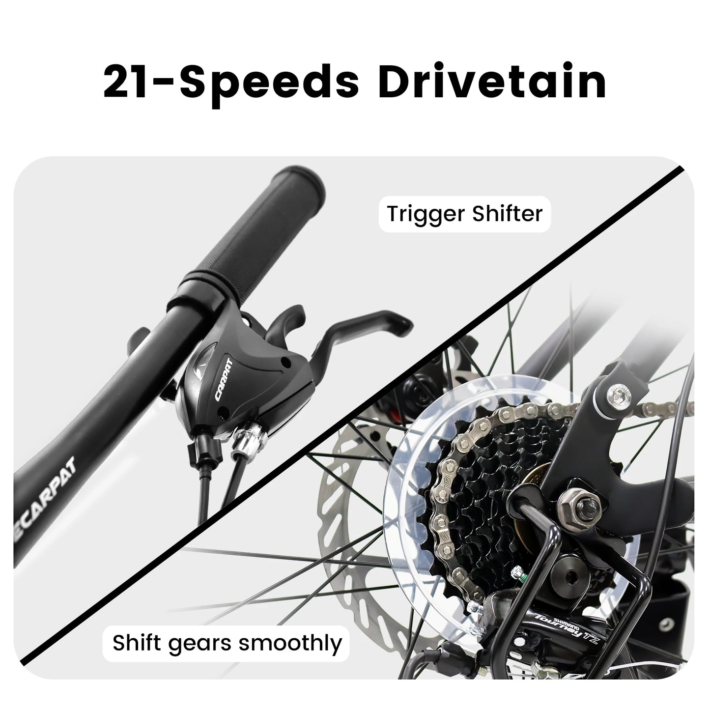 Ecarpat Dual Full Suspension Mountain Bike, 24/26/27.5-Inch Wheels, 21-Speed Disc Brake Bicycle