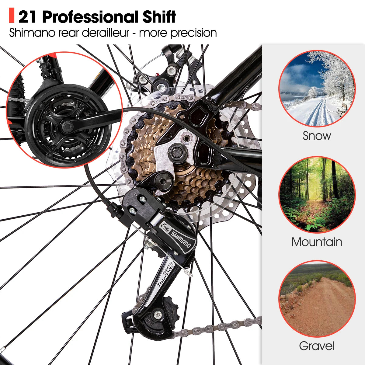 Hiland 26-Inch Mountain Bike with Shimano 21-Speed Drivetrain & Aluminum Frame