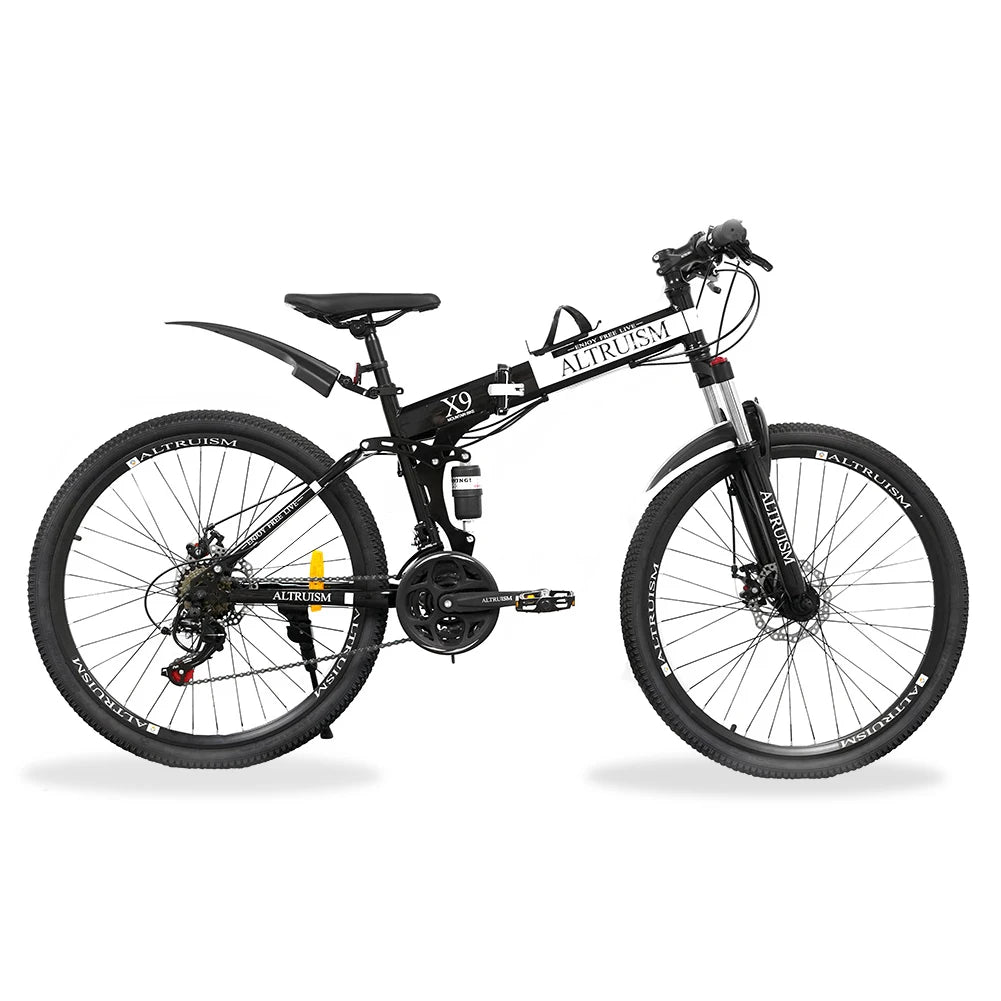 26-Inch Mountain Bike for Men & Women, 21-Speed Dual Suspension Bicycle with Disc Brakes