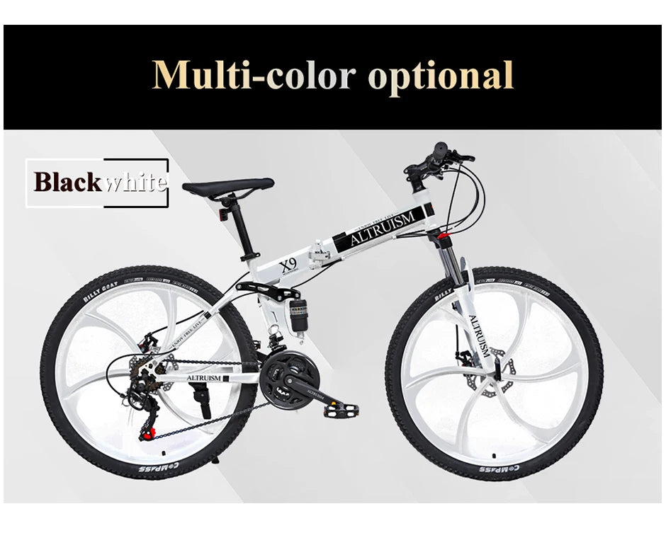26-Inch Mountain Bike for Men & Women, 21-Speed Dual Suspension Bicycle with Disc Brakes