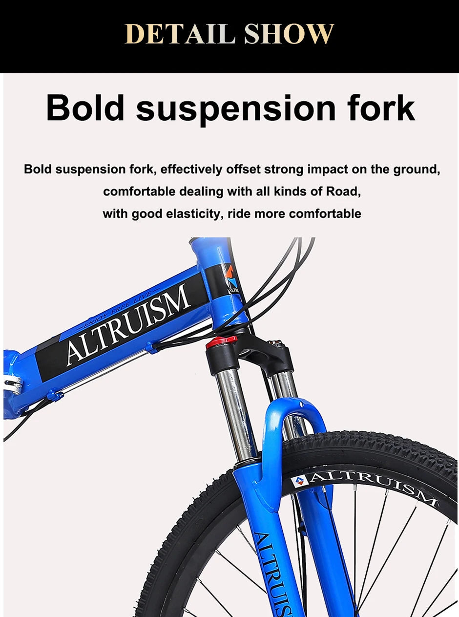 26-Inch Mountain Bike for Men & Women, 21-Speed Dual Suspension Bicycle with Disc Brakes