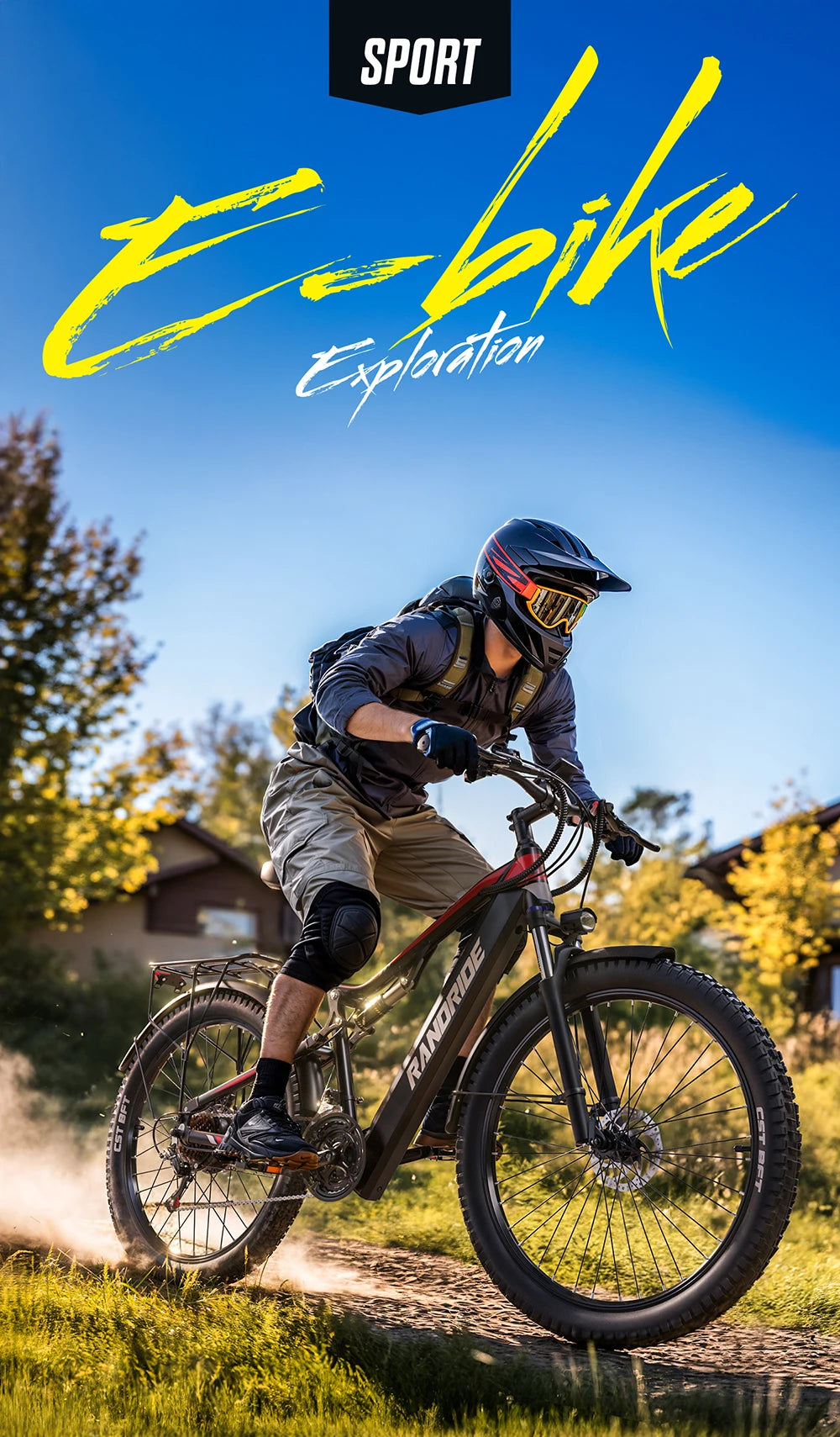 RANDRIDE YG90 Electric Mountain Bike with 1000W Motor and 48V 17Ah Battery