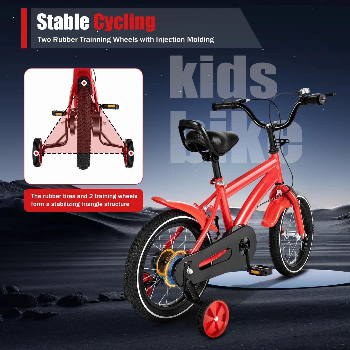 14-Inch Children's Bicycle with Training Wheels for Boys & Girls Ages 2-5