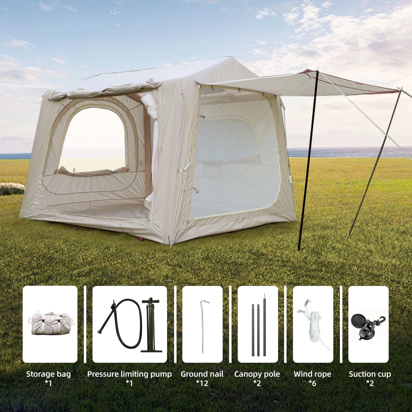 Inflatable SUV Camping Tent, Waterproof Air Tent for 4-8 Person Glamping & Outdoor Adventures