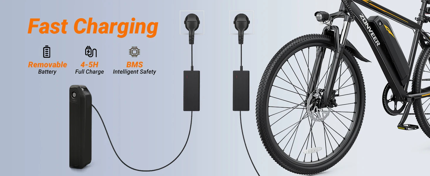 M26 Electric Bike with 1000W Peak Motor and 50-Mile Range