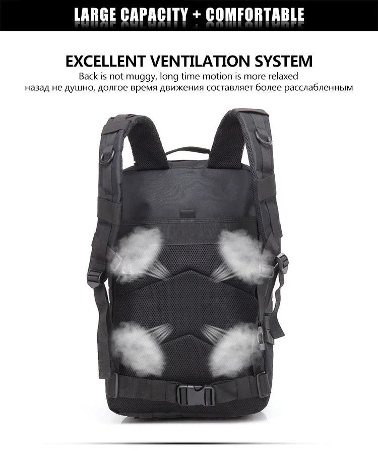 45L Tactical Backpack, Military Molle Travel Pack for Trekking, Camping & Hunting