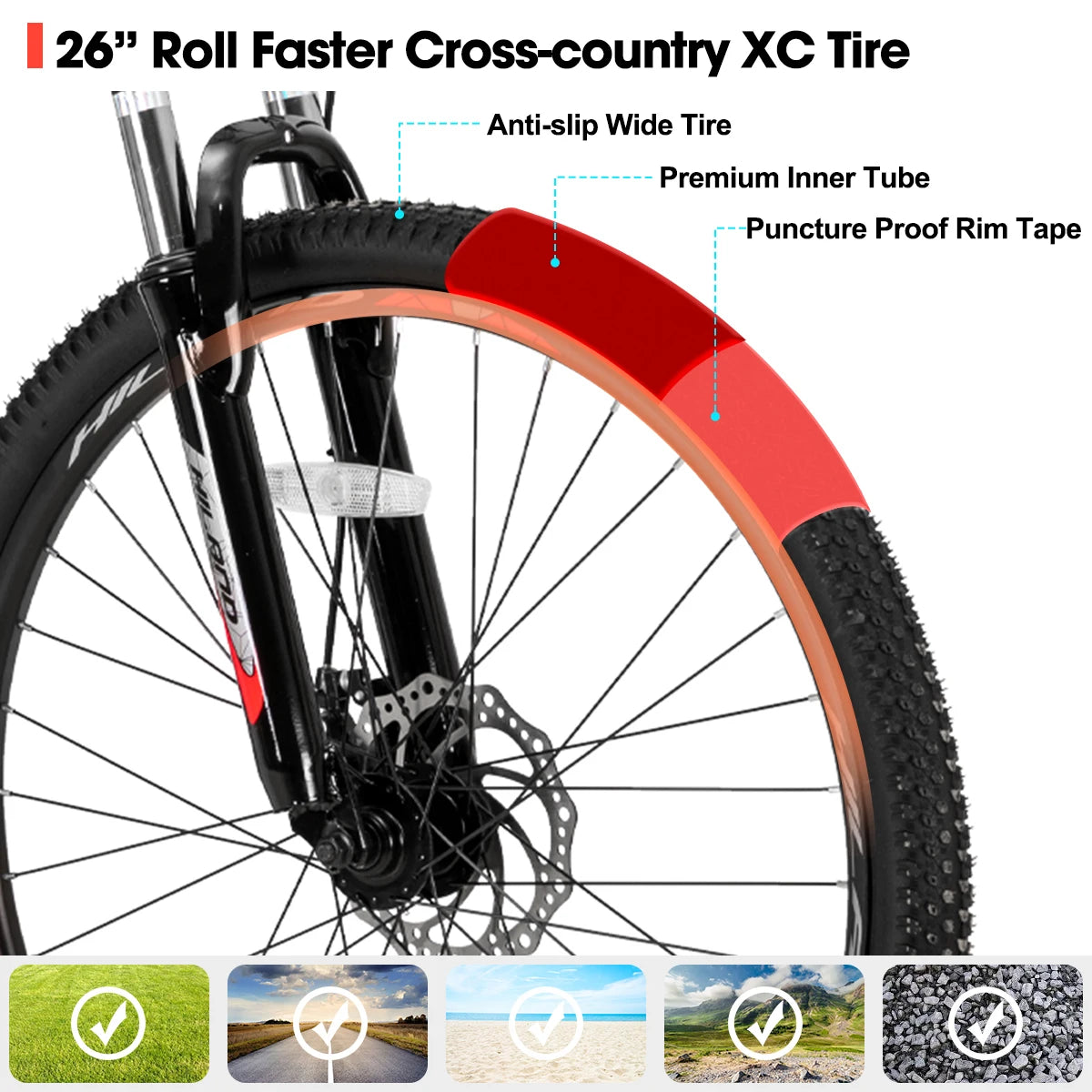Hiland 26-Inch Mountain Bike with Shimano 21-Speed Drivetrain & Aluminum Frame