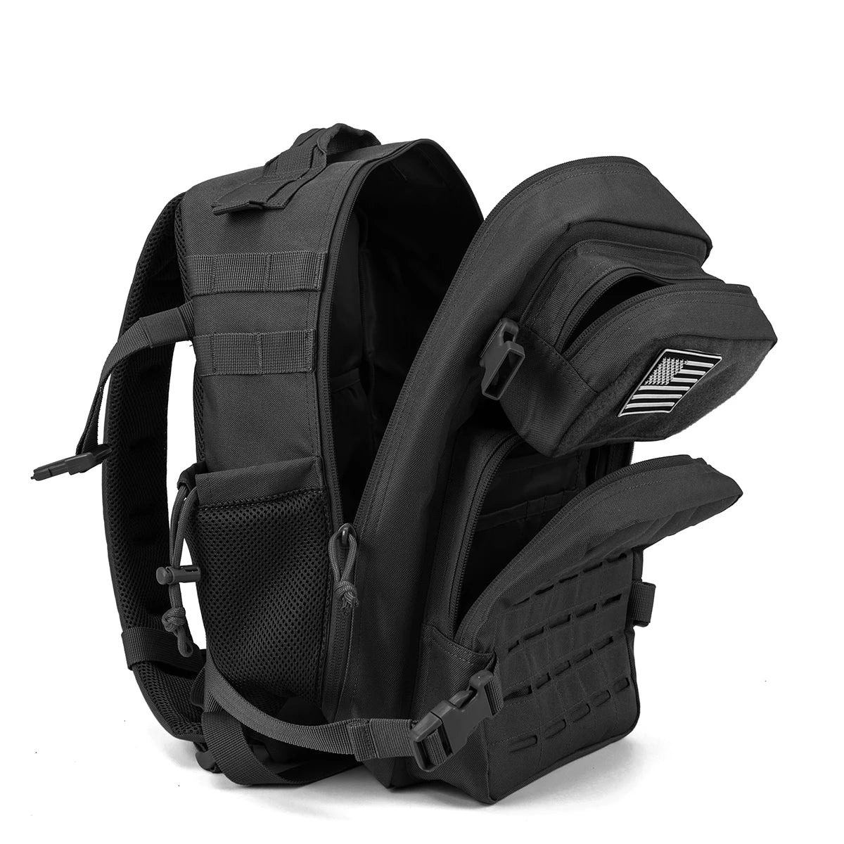 25L Tactical Backpack, MOLLE Outdoor Hiking & Fitness Backpack with Dual Cup Holders