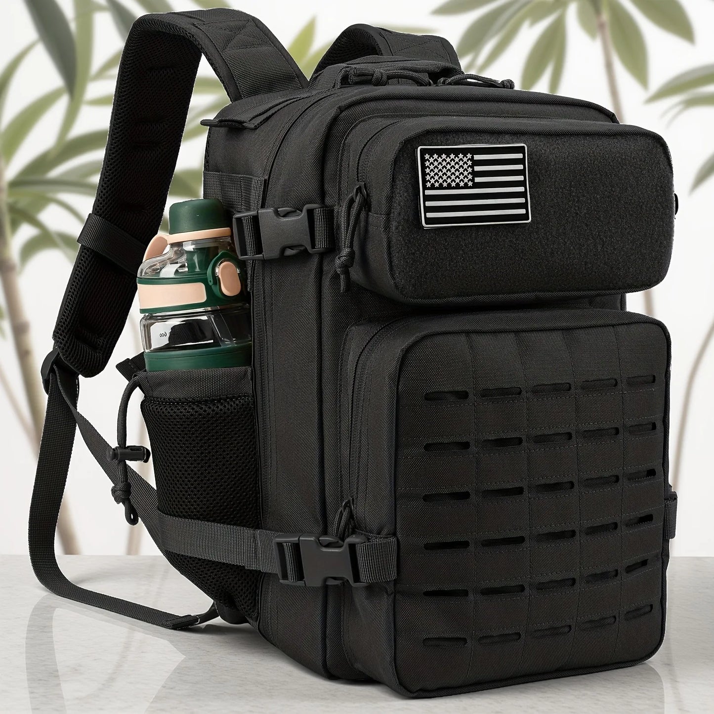 25L Tactical Backpack, MOLLE Outdoor Hiking & Fitness Backpack with Dual Cup Holders