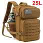 25L Tactical Backpack, MOLLE Outdoor Hiking & Fitness Backpack with Dual Cup Holders