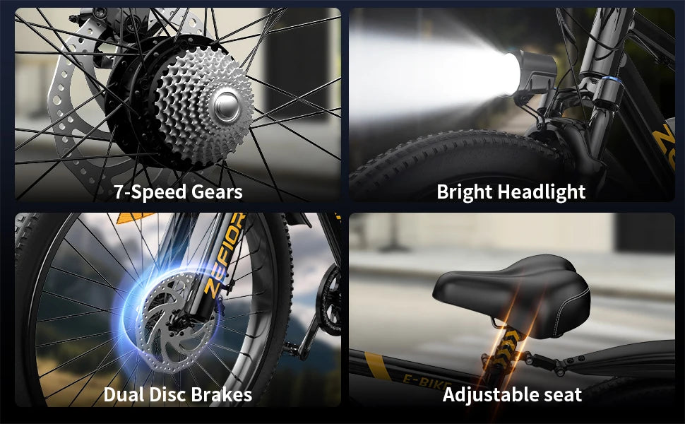 Zefiora M10 Electric Mountain Bike, 26/29-Inch Wheels, 1000W Motor, 48V Battery E-Bike