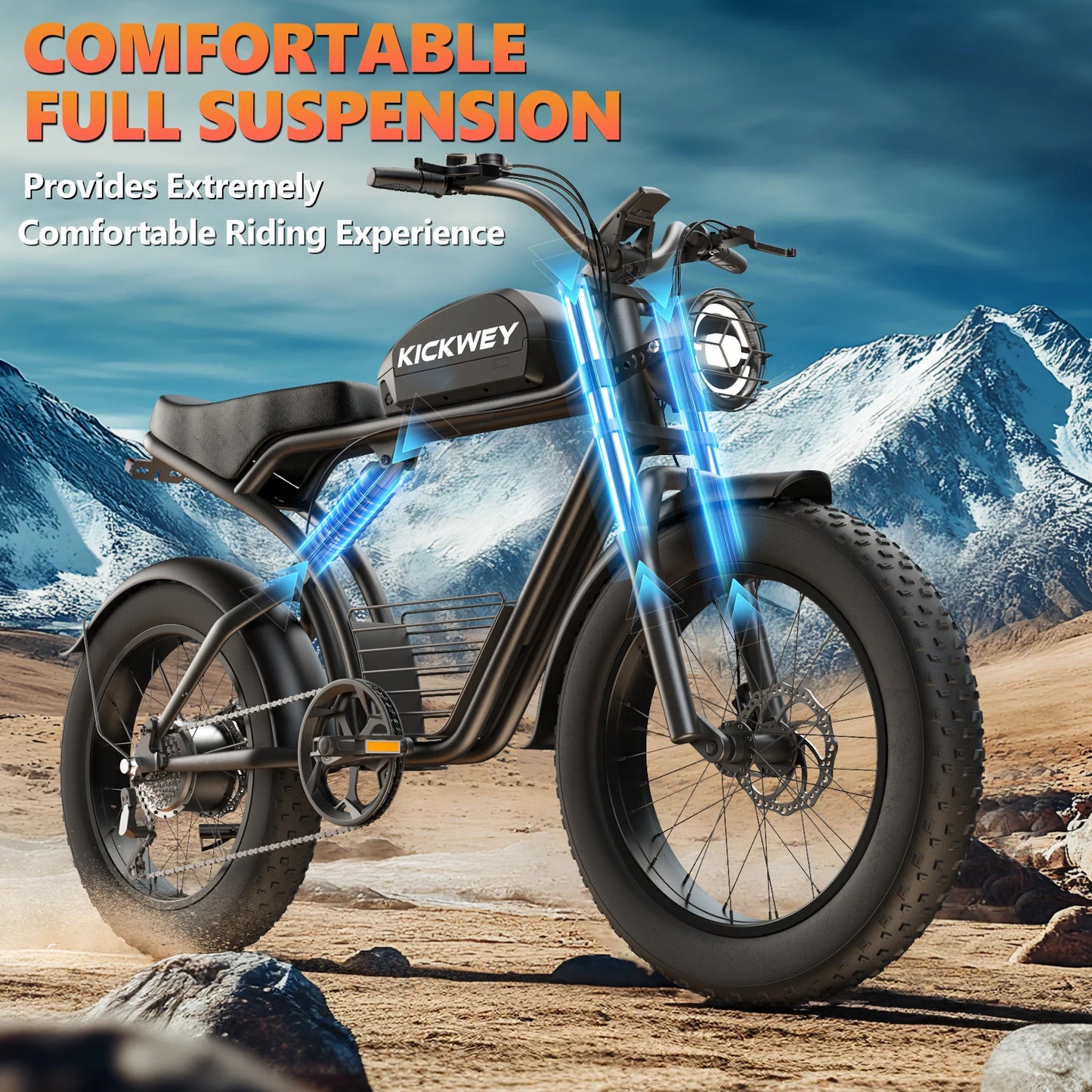 Kickwey K7 Electric Bike – 1500W Peak Motor, 48V 23Ah Battery & 32MPH Top Speed