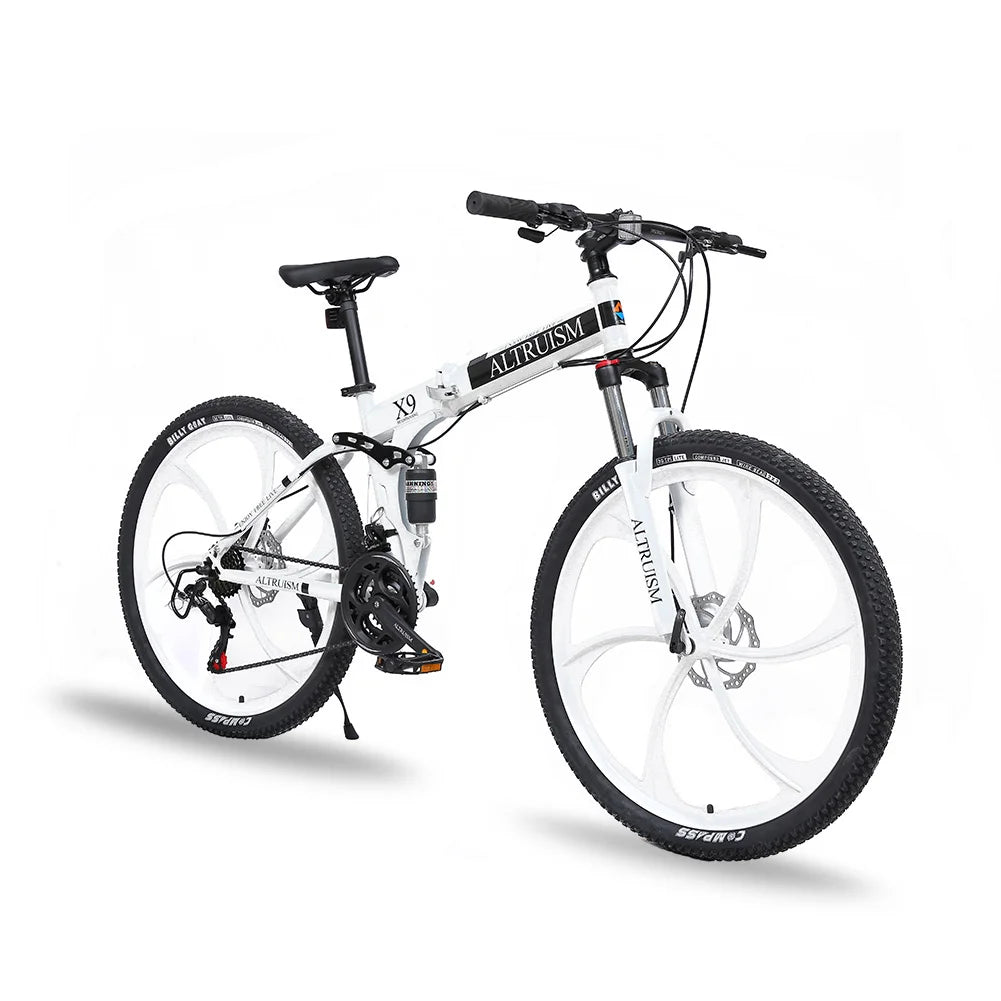 26-Inch Mountain Bike for Men & Women, 21-Speed Dual Suspension Bicycle with Disc Brakes
