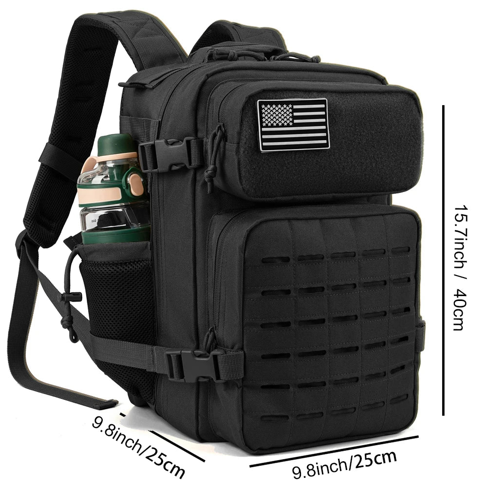 25L Tactical Backpack, MOLLE Outdoor Hiking & Fitness Backpack with Dual Cup Holders