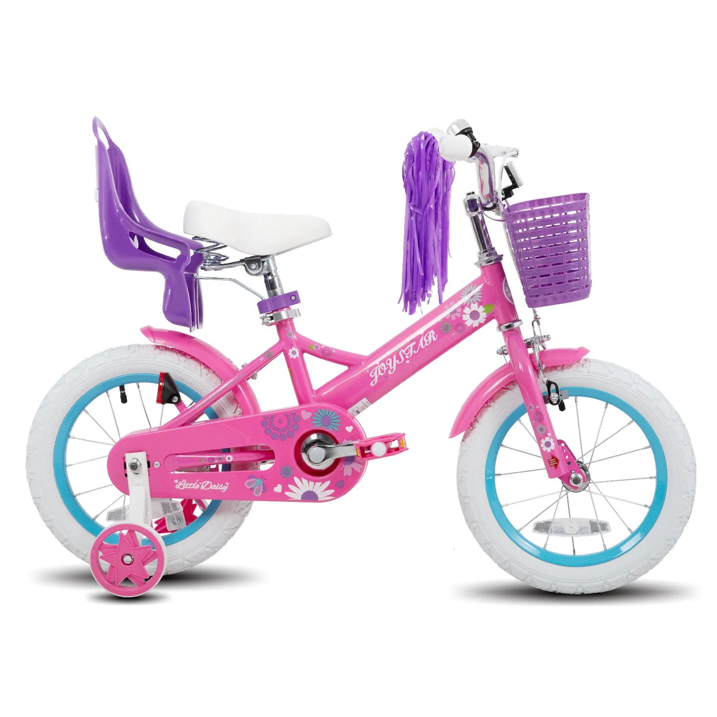 JOYSTAR Little Daisy Kids Bike for Girls Ages 2-7 Years with Doll Seat, Streamers, Flag & Number Plate