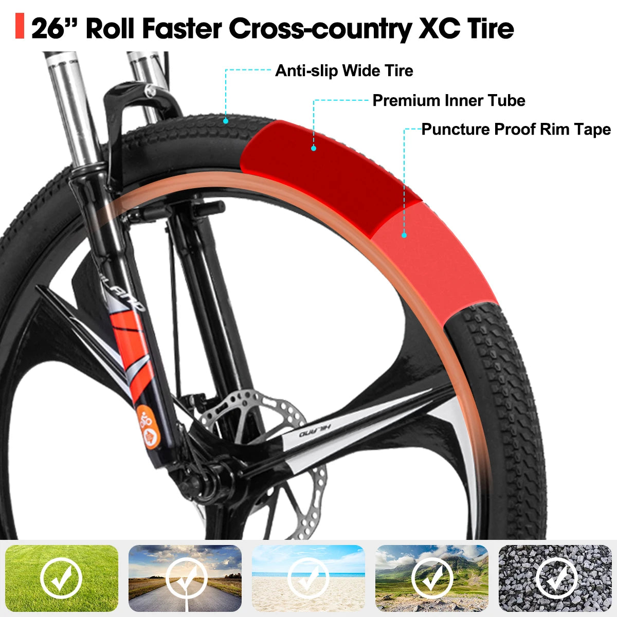 Hiland Mountain Bike with Shimano 21-Speed Drivetrain, Aluminum Frame & 26-Inch Wheels