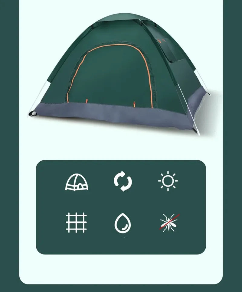 2-3 Person Outdoor Pop-Up Tent, Waterproof Automatic Camping Tent with UV Protection