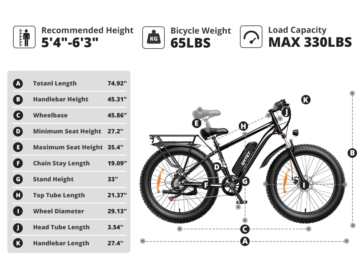 AMYET EB26 Electric Bike with 1500W Peak Motor and 31MPH Top Speed