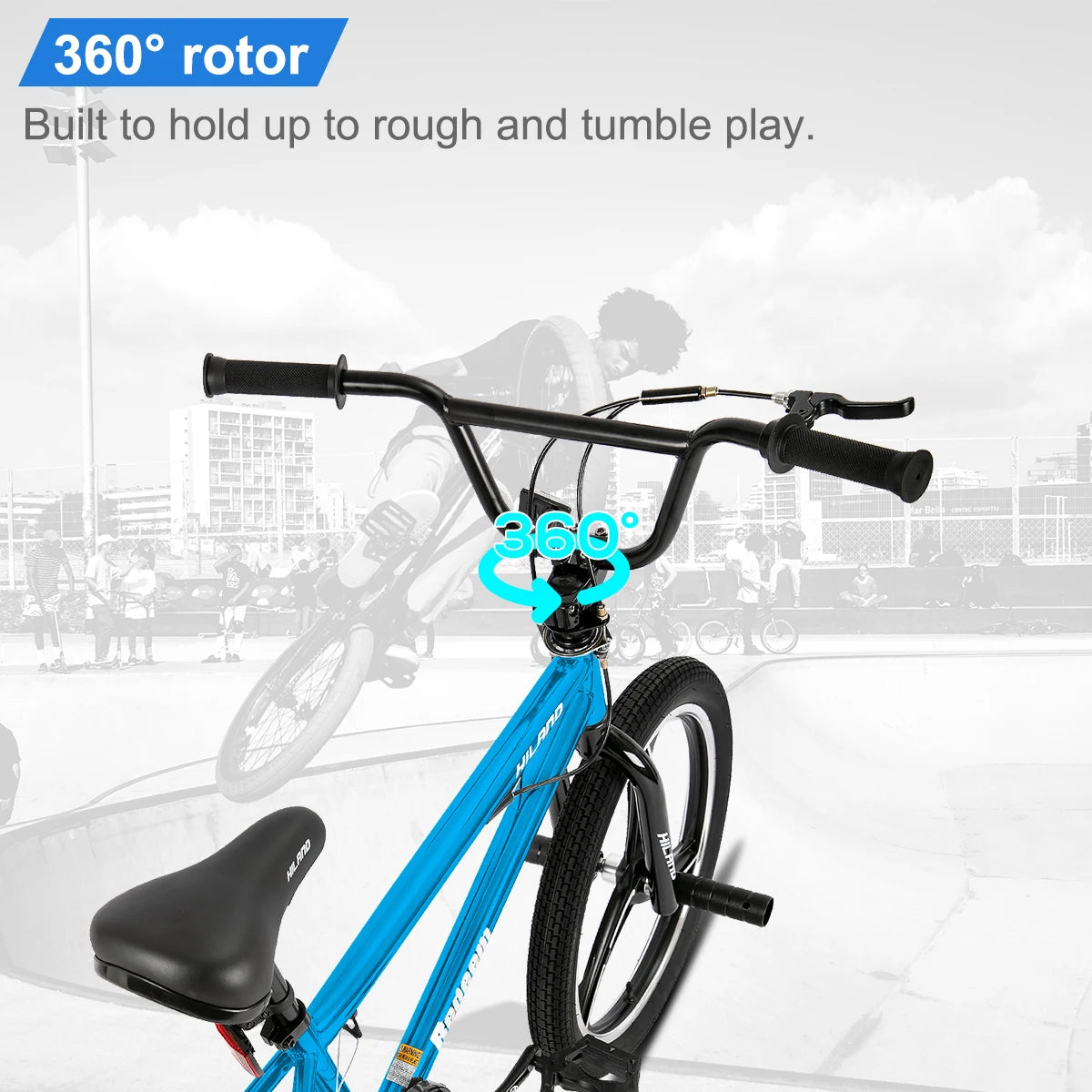 Hiland 20-Inch Kids BMX Bike for Boys & Girls Ages 5-12, Freestyle BMX with 360° Rotor & 4 Pegs