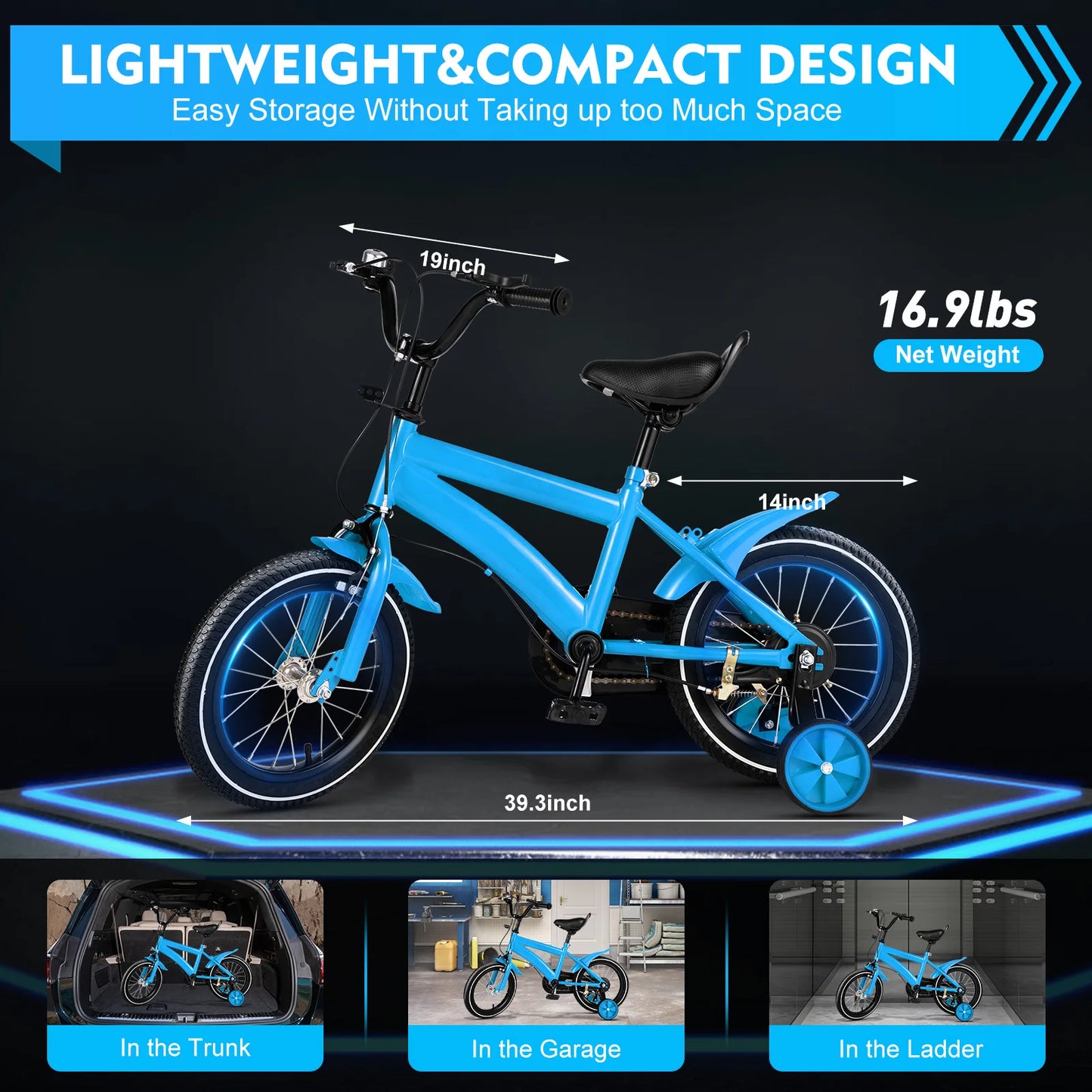 14-Inch Children's Bicycle with Training Wheels for Boys & Girls Ages 2-5