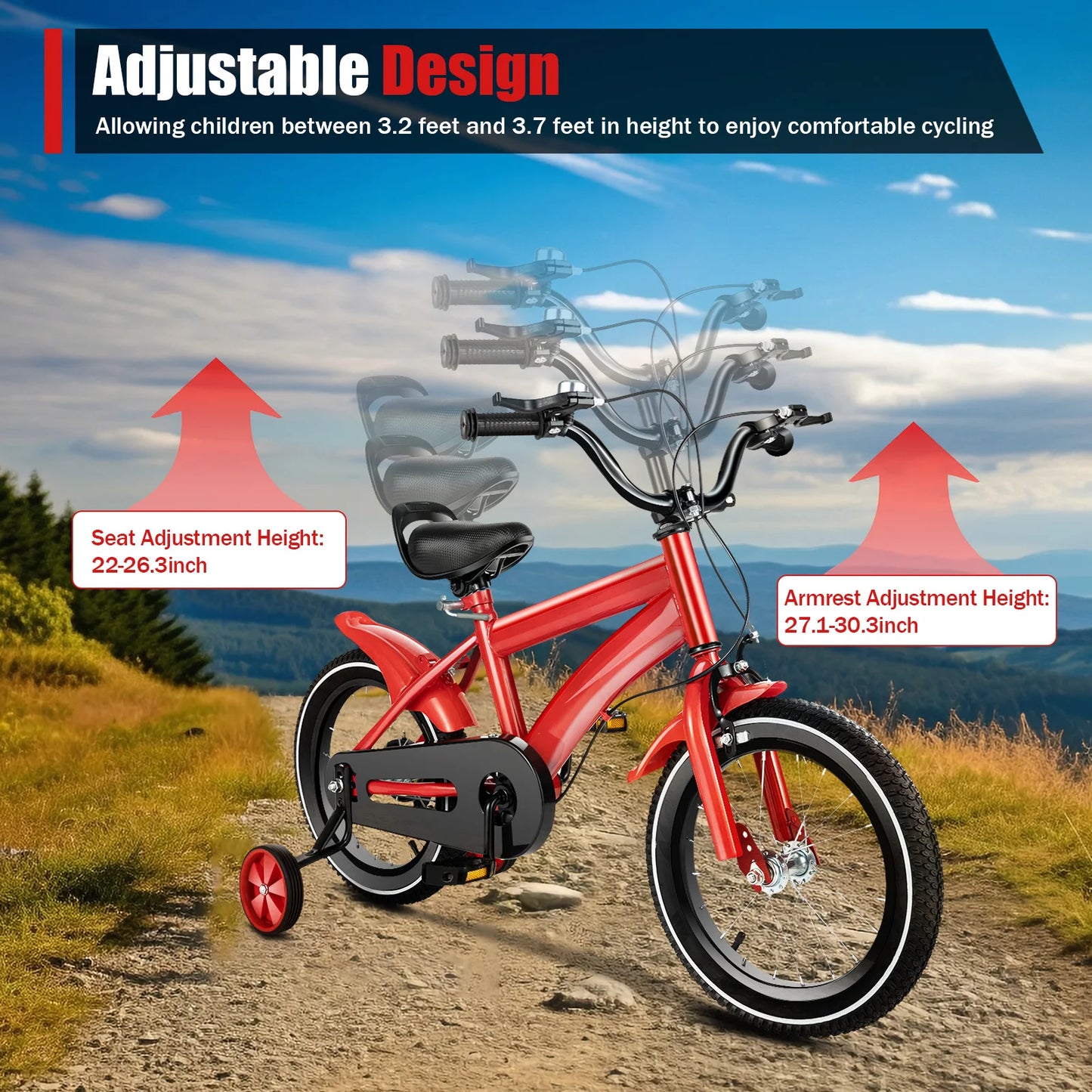 14-Inch Children's Bicycle with Training Wheels for Boys & Girls Ages 2-5