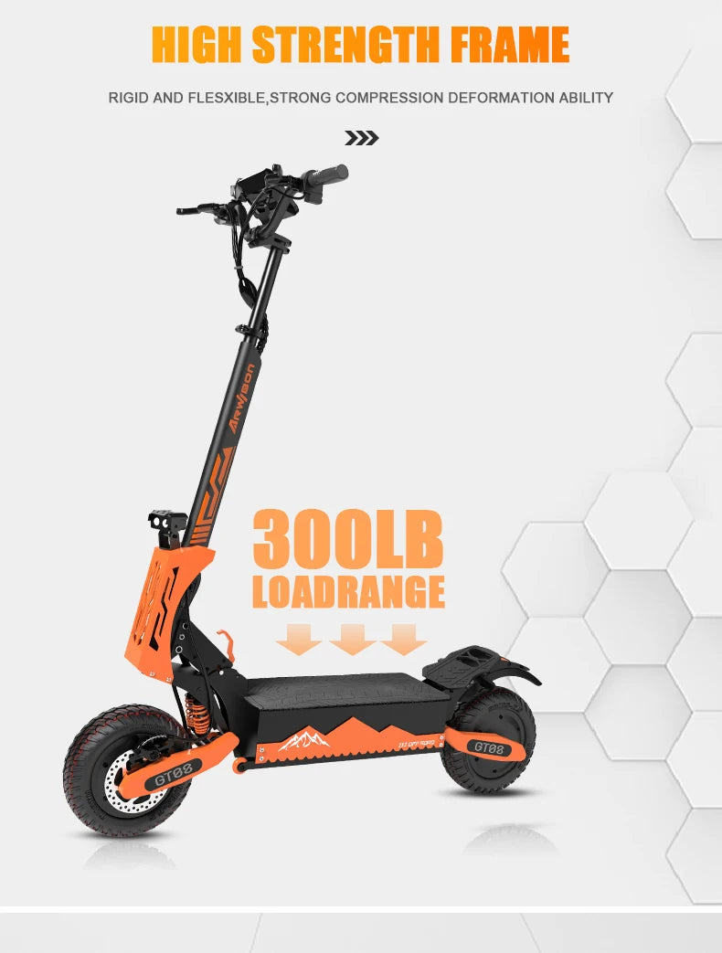 Arwibon GT08 Electric Scooter 5600W Dual Motor, 46MPH Top Speed, 60V 27Ah Battery, 11" Off-Road Tires