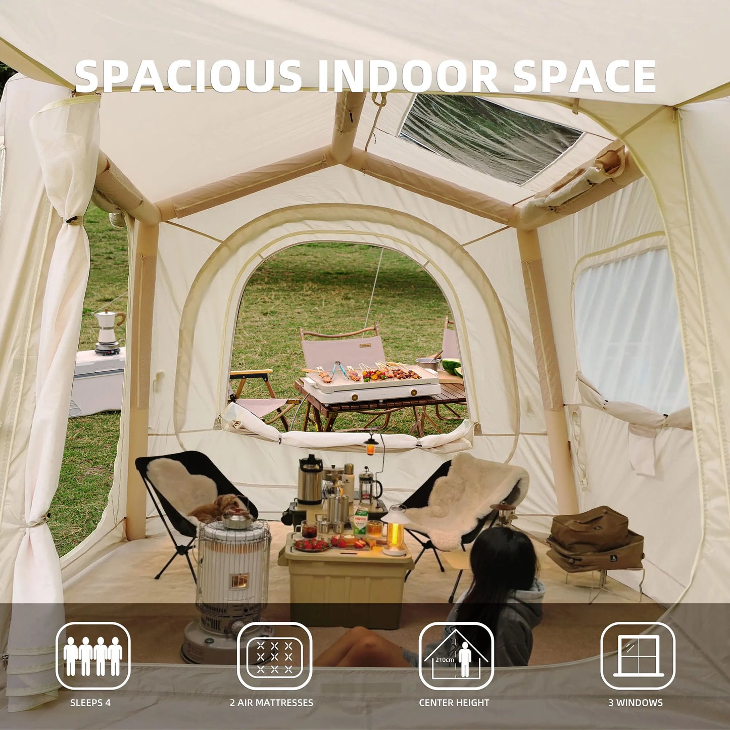 Inflatable SUV Camping Tent, Waterproof Air Tent for 4-8 Person Glamping & Outdoor Adventures
