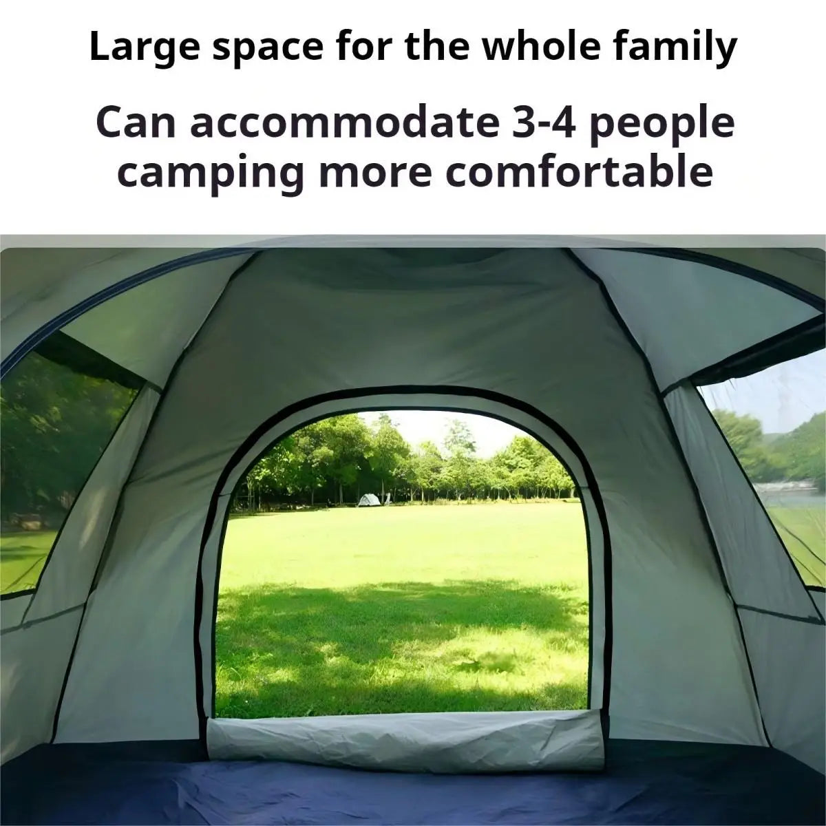 Outdoor Camping Tent, Two-Door Waterproof Shelter with Two Windows for Travel & Camping