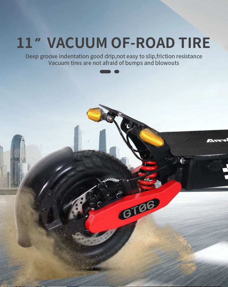 Arwibon GT06 Foldable Electric Scooter with 1200W Motor, 25 MPH Top Speed & 11" Off-Road Tires