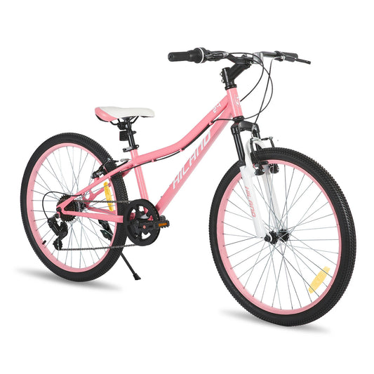 Hiland 24-Inch Mountain Bike for Kids with Front Suspension Fork & Shimano 7-Speed Drivetrain