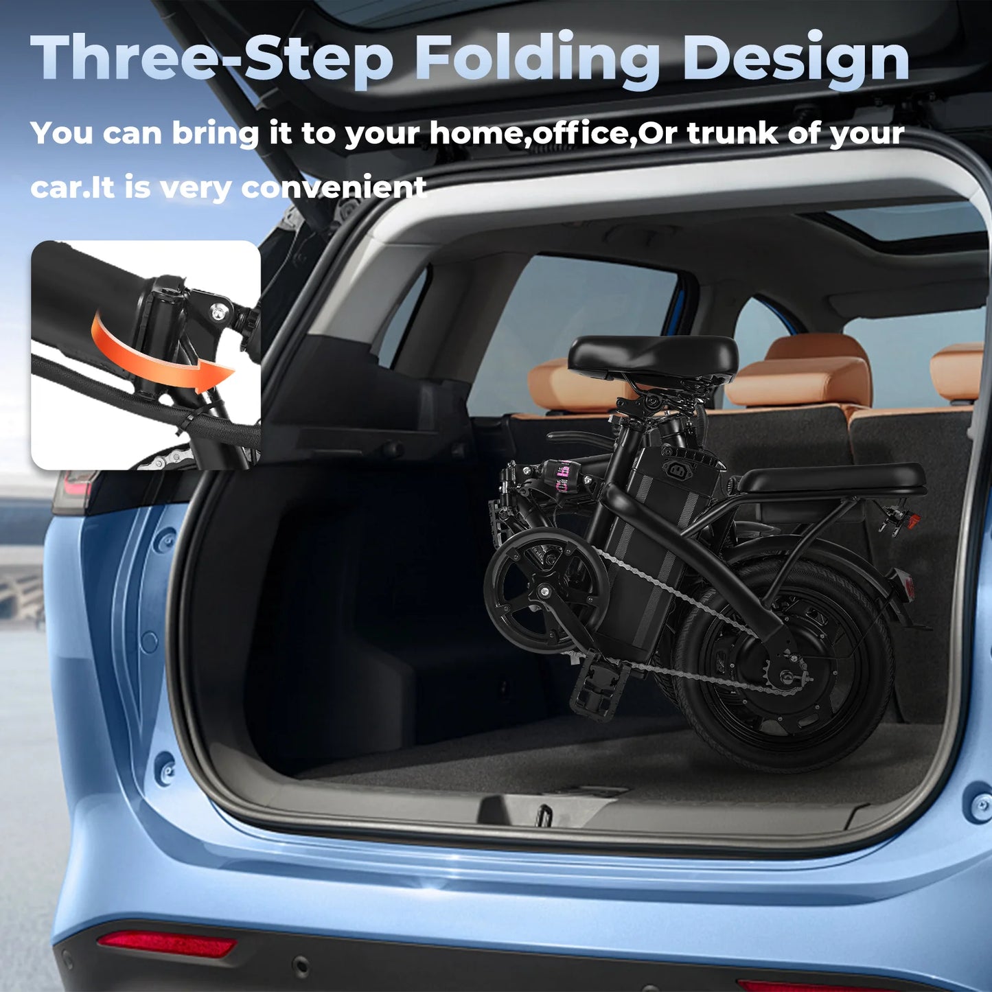 TERROSOR T1 Folding Electric Bike – 500W Motor, 48V 10.4Ah Battery & 22-Mile Range