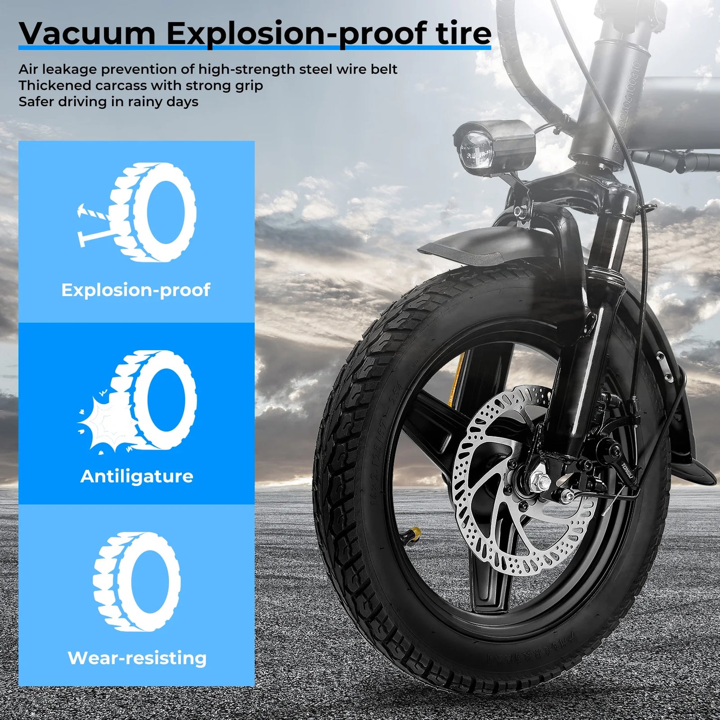 14" Folding Electric Bike with 560W Peak Motor and 32-Mile Range