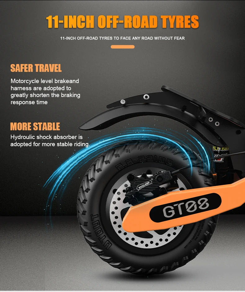 Arwibon GT08 Electric Scooter 5600W Dual Motor, 46MPH Top Speed, 60V 27Ah Battery, 11" Off-Road Tires