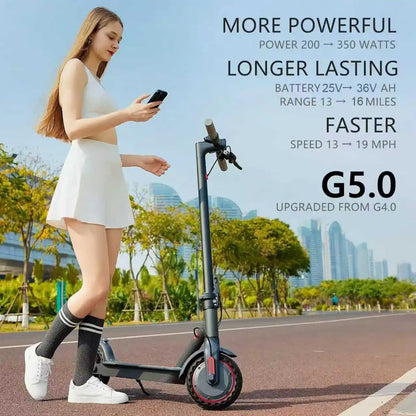G5.0 Electric Scooter with 350W Motor, 19 MPH Top Speed & 16-Mile Range