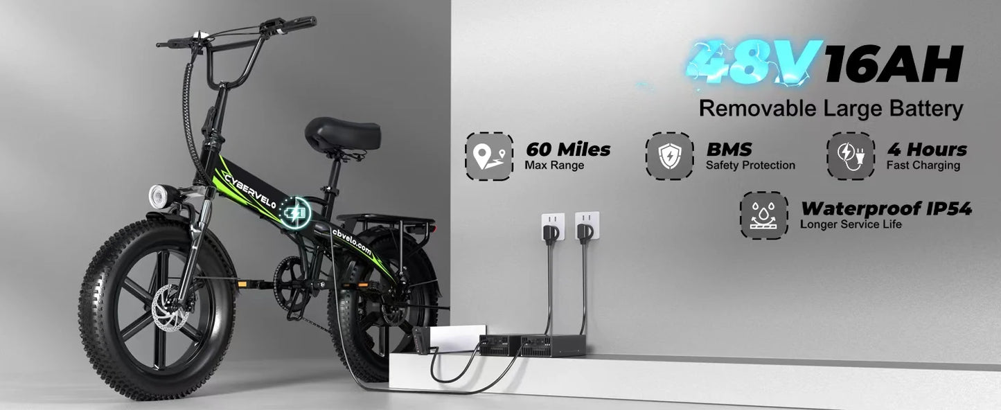 Cybervelo EK4 Electric Bike – 1000W Peak Motor, 48V 20.8Ah Battery & 28+ MPH Top Speed