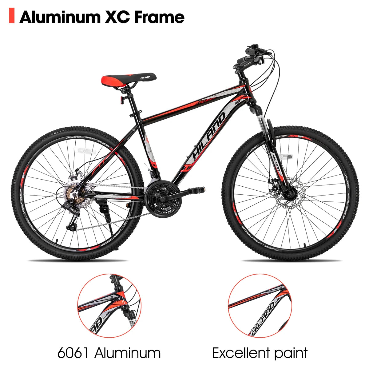Hiland 26-Inch Mountain Bike with Shimano 21-Speed Drivetrain & Aluminum Frame