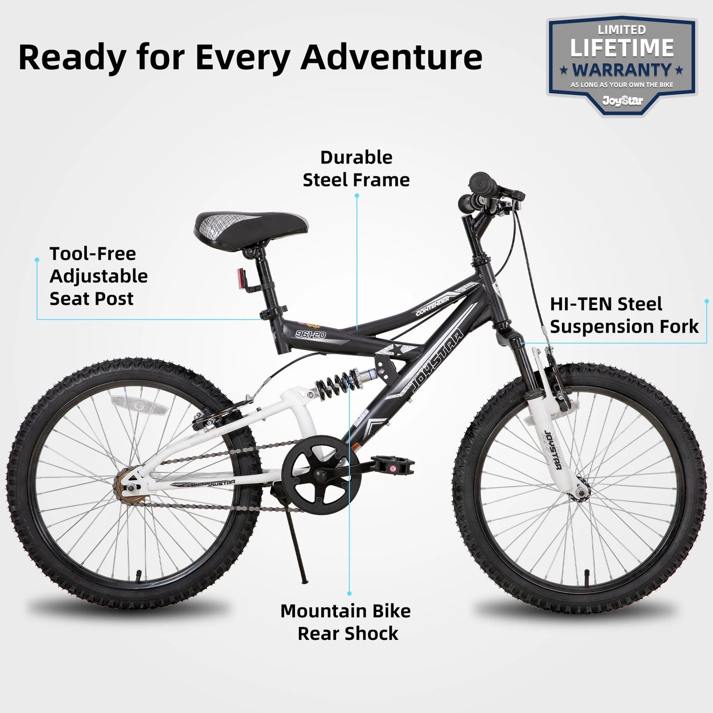 JOYSTAR 20-Inch Kids Mountain Bike with Dual Suspension for Boys & Girls Ages 5–13