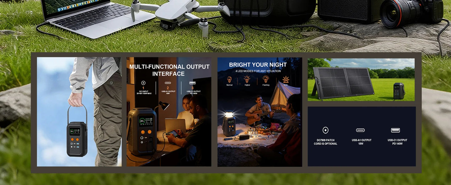 CTOLITY AXP200 200W Portable Power Station, 192Wh LiFePO4 Solar Generator with 60000mAh Battery
