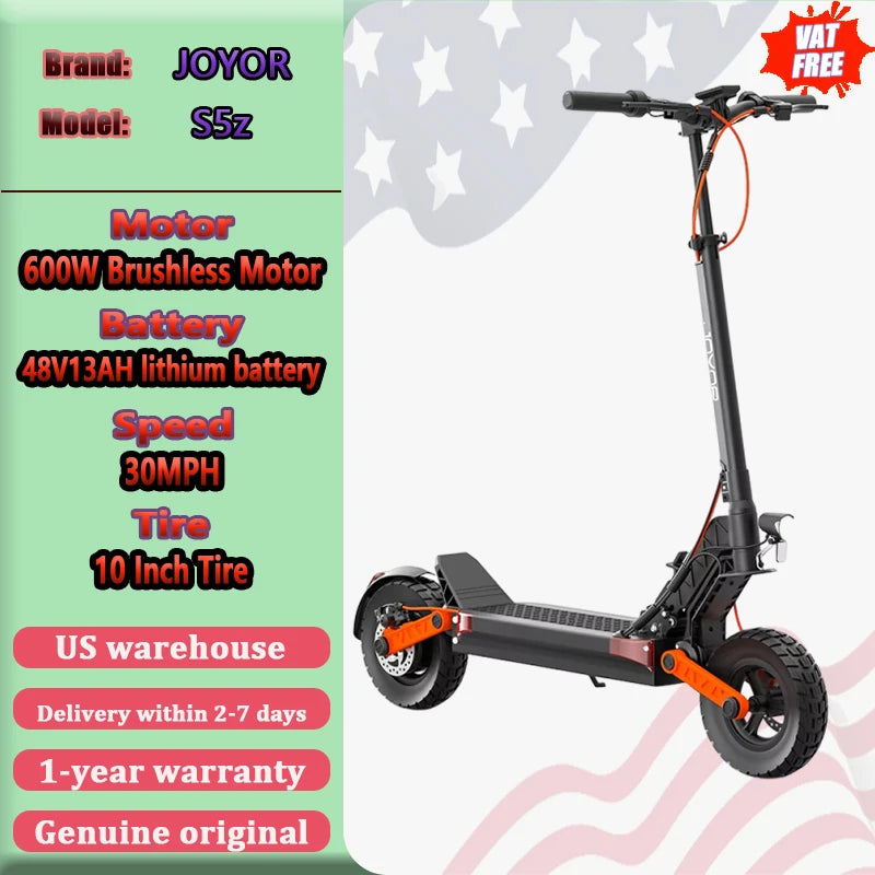 JOYOR S5-Z Electric Scooter with 600W Motor, 48V 13Ah Battery & 34-Mile Range