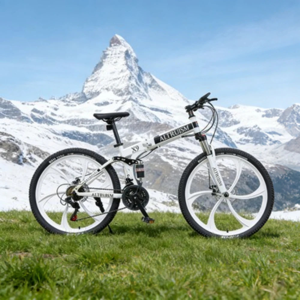 26-Inch Mountain Bike for Men & Women, 21-Speed Dual Suspension Bicycle with Disc Brakes