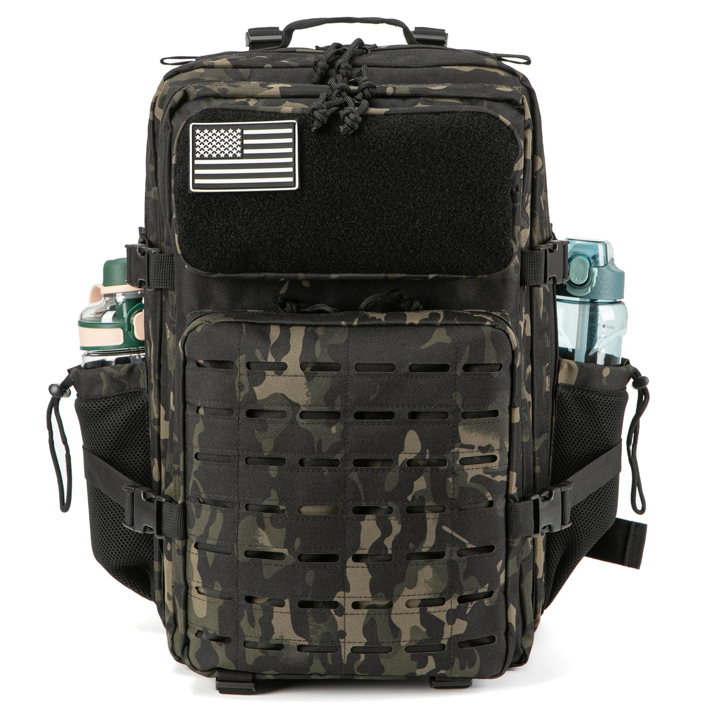 45L Men's Tactical Backpack with Double Cup Holder Hunting Backpack Outdoor Camping Gear Backpack Hiking Survival Backpack