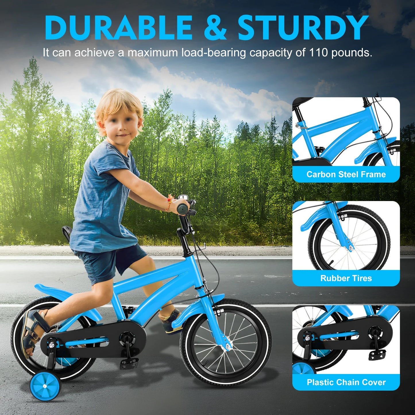 14-Inch Children's Bicycle with Training Wheels for Boys & Girls Ages 2-5