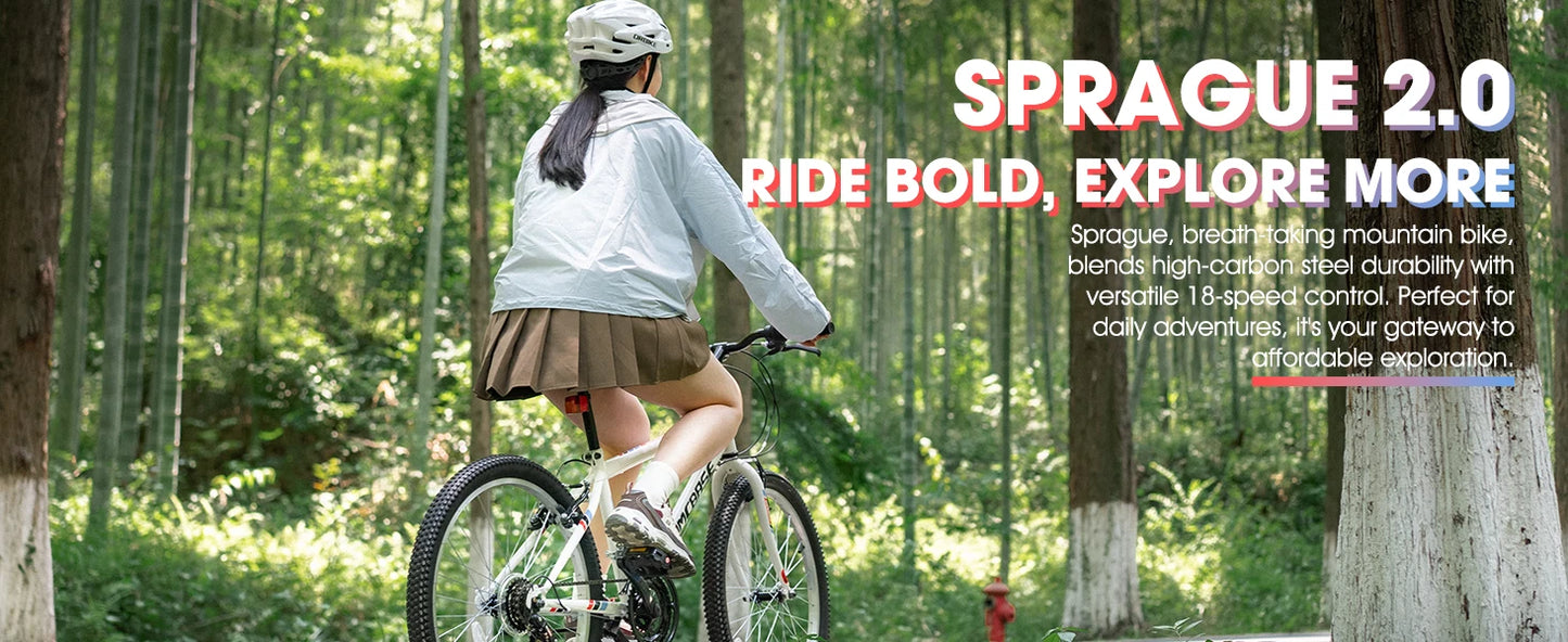 HILAND Mountain Bike, 24/26-Inch Wheels, 18-Speed High-Carbon Steel Frame MTB for Men & Women