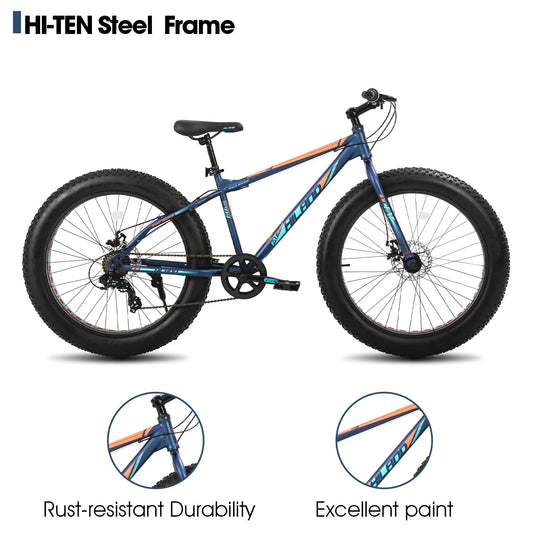 Hiland 20-Inch Fat Tire Mountain Bike with Shimano 7-Speed Gears & Dual Disc Brakes for Kids Ages 5+