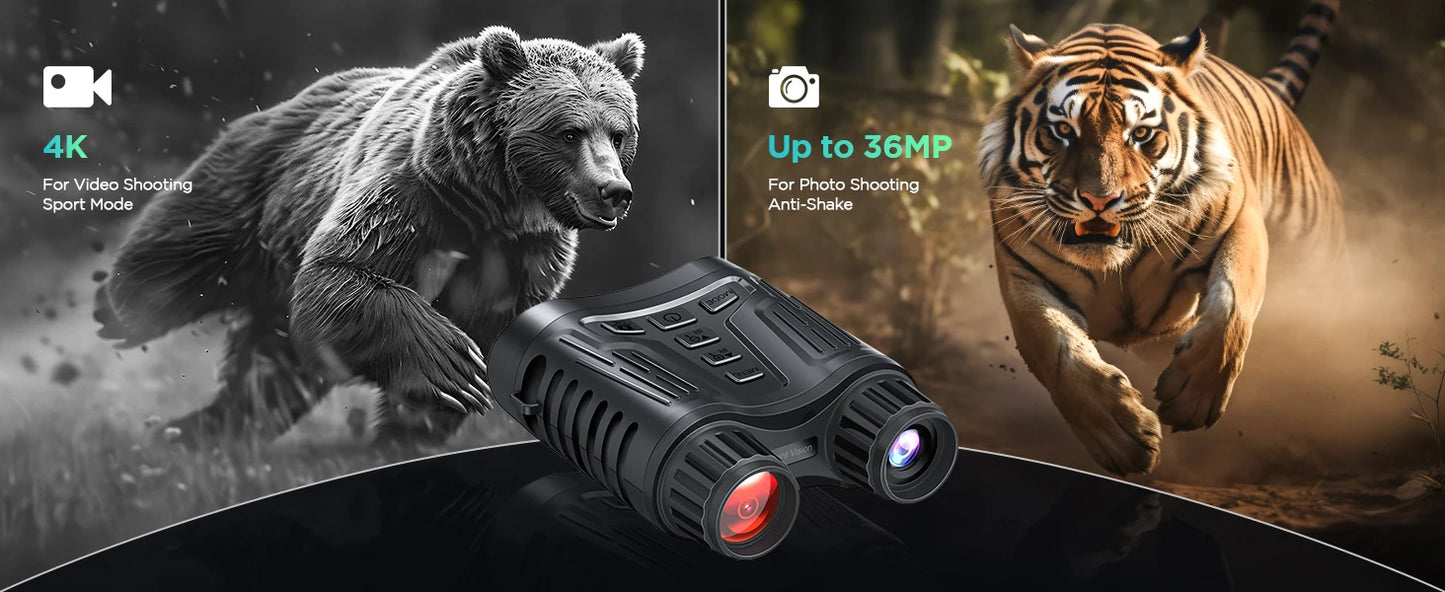 Night Vision Binoculars Goggles, 4K HD Video Recording, 8X Digital Zoom & 1000ft Viewing Range