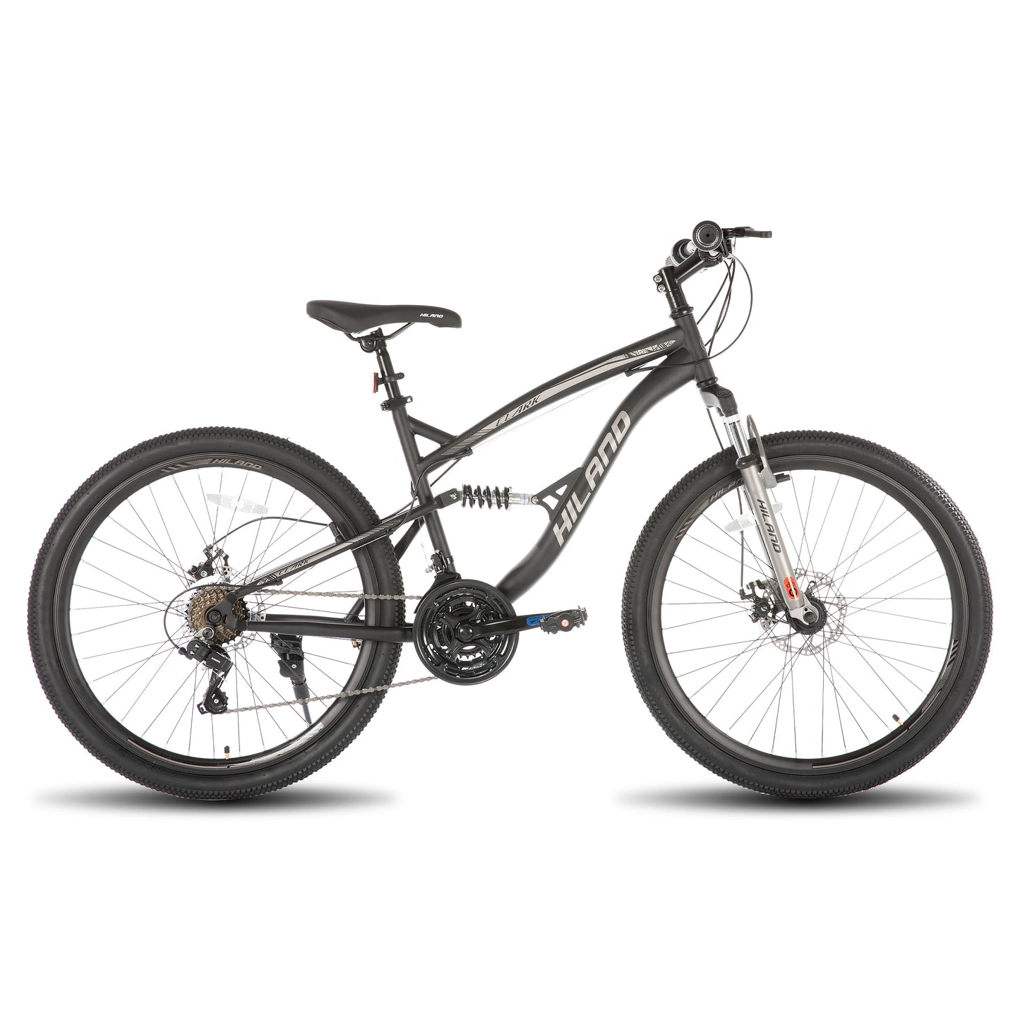 Hiland Full Suspension Mountain Bike, 21-Speed, 26-Inch Wheels & Dual Disc Brakes