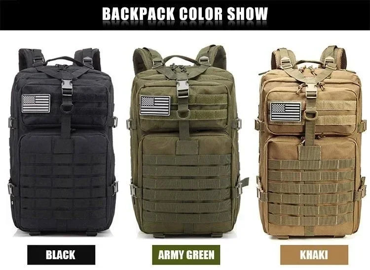 45L Tactical Backpack, Military Molle Travel Pack for Trekking, Camping & Hunting